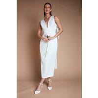 Coast Women's Honoured Petite Plunge Neck Structured Satin Bow Back Wedding Dress in Ivory | Size: 10