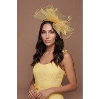 Coast Women's Structured Mesh Bow Flat Fascinator in Lemon