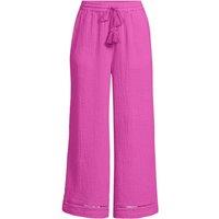 Lands' End Women's Petite Cotton Cheesecloth Cropped Trousers in Bright Pink | Size: 14-16