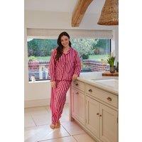 Cyberjammies Women's Womens Printed Stripe Long Sleeve Pyjama Set in Magenta | Size: 16