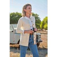 WoolOvers Women's Lambswool Crew Neck Cardigan in Cream | Size: XL