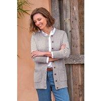 WoolOvers Women's Lambswool Crew Neck Cardigan in Light Grey | Size: Medium