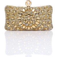 AJVANI Women's Diamante Embellished Gem Party Evening Prom Clutch Bag in Gold