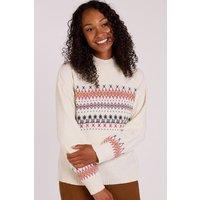 Nomads Clothing Women's Womens Fairisle Lightweight Jumper in Ivory | Size: Small