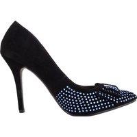 ABSOLUTE FOOTWEAR Women's Slip On Smooth Suede Sparkly Diamante High Heeled Pointed Toe Stiletto Court Shoes in Blue | Size: 5