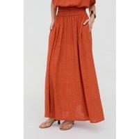 Raffya Women's Sesame Elasticated Waist Maxi Skirt in Burnt Orange | Size: 8