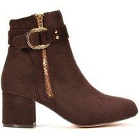 XY London Women's 'Lakesha' Mid Block Heel Ankle Boots in Brown | Size: 6