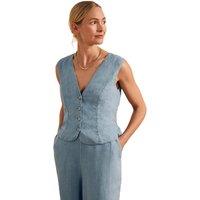 Celtic & Co Women's Linen Blend Tailored Waistcoat in Duck Egg Blue | Size: 10