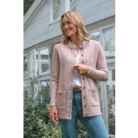 WoolOvers Women's Lambswool Crew Neck Cardigan in Light Pink | Size: XS