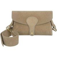 Kitise Women's Magnetic Flap Closure Genuine Suede Leather Crossbody Bag in Beige