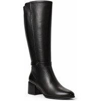 Down To Earth Women's Block Heel Wide Fitting Knee High Boots in True Black | Size: 6