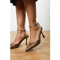 Where's That From Women's Cheyenne Bar Trim Detail Cut Out Court Shoe Heels in Tan | Size: 6
