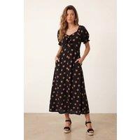 Style Cheat Women's Tie Front Spot Dress in Black | Size: 10