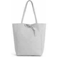 Woodland Leathers Women's Women's Italian Leather Large Tote Bag in Light Grey