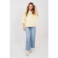 Love Lace Women's Floral Print 3/4 Sleeve Sweatshirt Style in Yellow