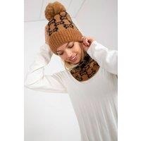 Love Lace Women's Embroidered Bobble Hat with Adjustable Strap for Everyday in Brown
