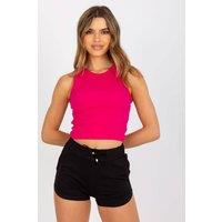 Love Lace Women's Classic Ribbed Top Round Neck T-Shirt in Fuchsia | Size: Medium