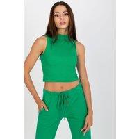 Love Lace Women's Ribbed Half Sleeveless Top Style 167118 in Green | Size: Large