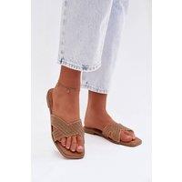 Love Lace Women's Comfort Step Sliders with Non Slip Sole for Everyday in Gold | Size: 5.5