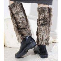Love Lace Women's Knee High Rubber Wellington Boots with Faux Fur Lining in Navy | Size: 3.5