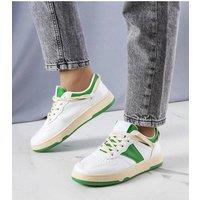 Love Lace Women's Marcella Sport Sneakers with Green Rubber Sole for Summer Comfort in White | Size: 6.5
