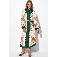 MSN Collection Women's Floral Belted Midi Shirt Dress | Size: Large