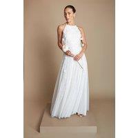 Coast Women's Floral Embellished Tulle Wedding Dress in Ivory | Size: 16