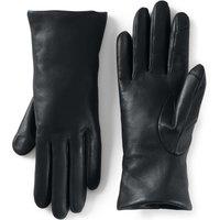 Lands' End Women's Cashmere Lined Touchscreen Leather Gloves in Black | Size: Medium
