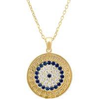 Latelita Women's Greek Evil Eye Disc Pendant Necklace Gold in Blue