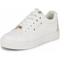 Elle Sport Women's Classic Leather Lace Up Trainers in Warm White | Size: 5