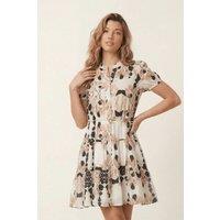 Style Cheat Women's Beige Spot Mini Shirt Dress | Size: 8