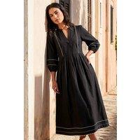 Roman Women's Ric Rac Collared Midi Dress in Black | Size: 10