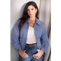 Sea Glass Women's Frill Collar Quilted Jacket in Baby Blue | Size: 16