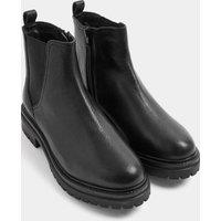 Yours Women's Faux Leather Almond Toe Chelsea Boots In Wide E Fit in Black | Size: 6E