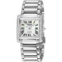 Gevril Women's Regina Swiss Diamond White MOP Dial 316L Diamond Case Watch in Silver