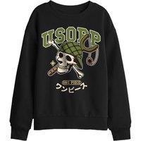 One Piece Usopp Collegic Skull Kids Sweatshirt, Black | Size: 9-11 Years