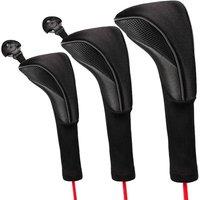 FLAVORA Black 3x Golf Club Wood Head Covers Set Driver | Size: 0-12 m