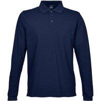 TEE JAYS Men's Luxury Stretch Long Sleeve Polo Shirt in Navy | Size: Small