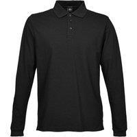 TEE JAYS Men's Luxury Stretch Long Sleeve Polo Shirt in Black | Size: 2XL