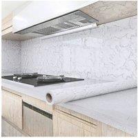 Living and Home 0.6x10m Self-adhesive Arabescato Corchia Marble Wallpaper in White