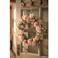 Living and Home Spring Artificial Peony Wreath Mixed Flowers for Wedding Decor in Pink