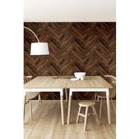 Hoopla Walls Parquet- Dark Walnut 10m Wallpaper in Brown