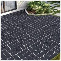 Living and Home 10Pcs Plastic Mosaic Parquet Effect Interlocking Floor Deck Tiles in Dark Grey