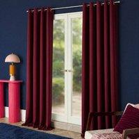 OHS Pair of Thermal Ready Made Eyelet Blackout Curtains in Burgundy | Size: 168 cm width x 137 cm drop