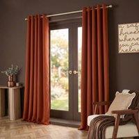 OHS Pair of Thermal Ready Made Eyelet Blackout Curtains in Burnt Orange | Size: 168 cm width x 183 cm drop