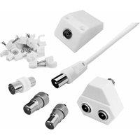 BARGAINS-GALORE 15m Coaxial TV Extension Kit Aerial Cable Coax Lead Two Way Splitter in White