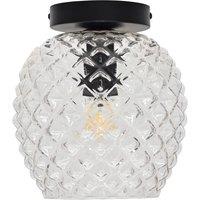 First Choice Lighting Baine - Clear Textured Glass Black Ceiling Light Fitting
