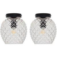 First Choice Lighting Set of 2 Baine - Clear Textured Glass Black Ceiling Light Fittings