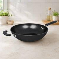 Gr8 Home Black Induction Carbon Steel Wok Frying Pan 34cm