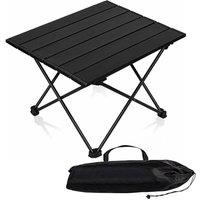 FLAVORA Folding Camping Table Portable Outdoor Picnic Desk Carbon Steel in Black